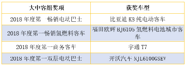 大中客組獲獎車型