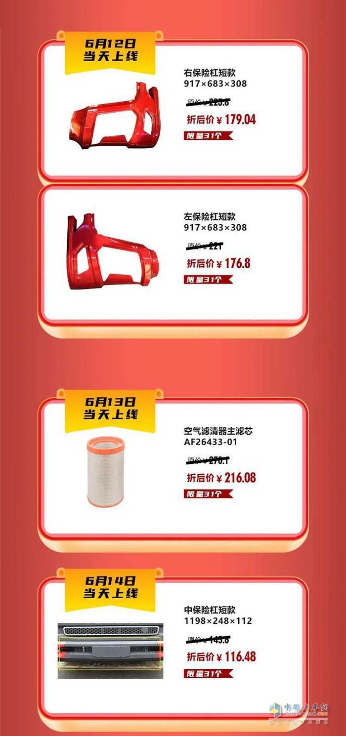 三一卡車6.18配件促銷節(jié)-搶配件 買爆款 天天8折不重樣