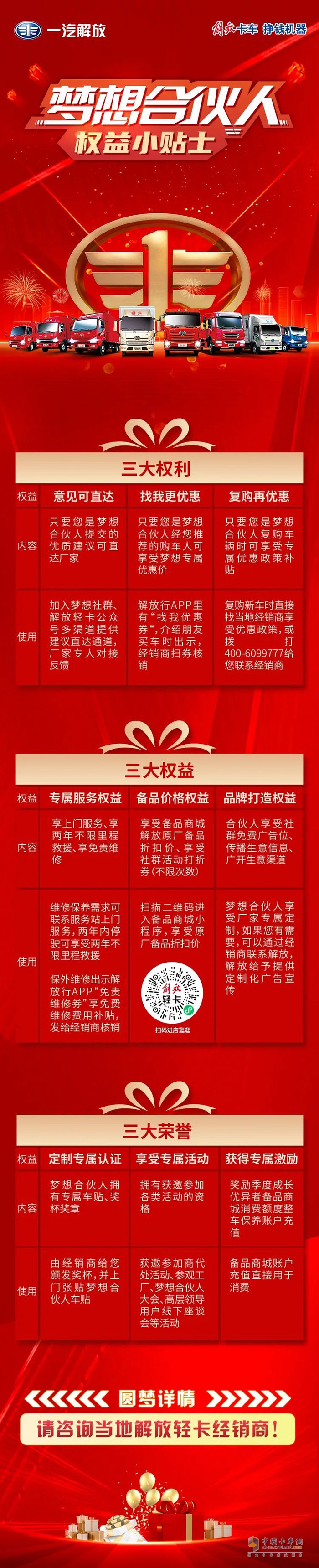 　　解放輕卡：夢想合伙人，權(quán)益小貼士!