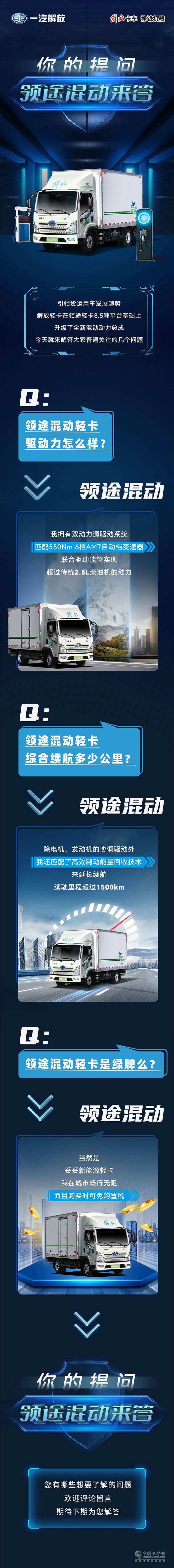 你的提問(wèn)，解放領(lǐng)途輕卡混動(dòng)來(lái)答