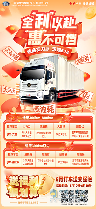 全“利”以赴，“惠”不可擋，6月訂JK6 4X2快遞版送交強險