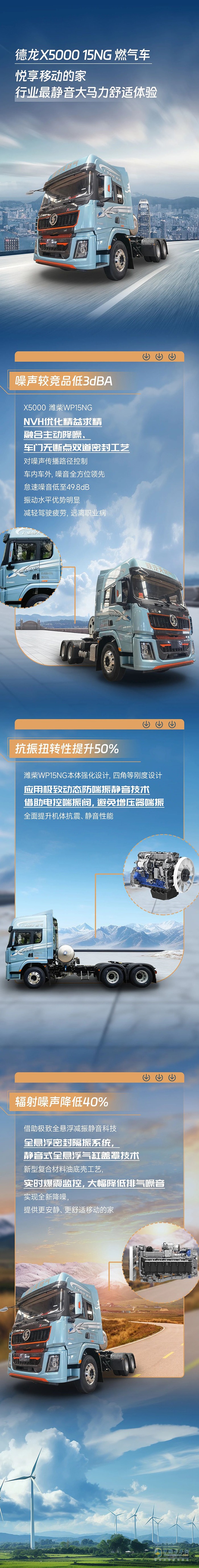 陜汽德龍X5000 15NG燃?xì)廛嚇O致動力靜音