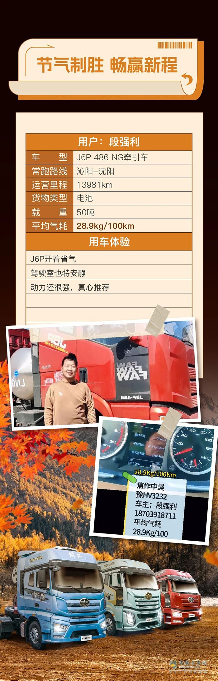 百公里氣耗28.9kg！段師傅致富之路駕J6P，省氣又安心！