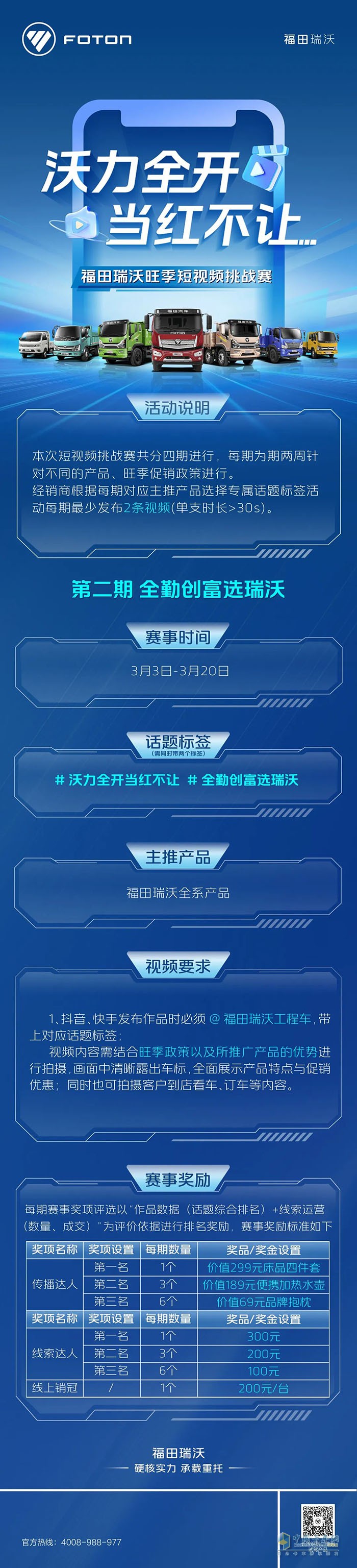 沃力全開,當紅不讓—福田瑞沃旺季短視頻挑戰(zhàn)賽開始啦