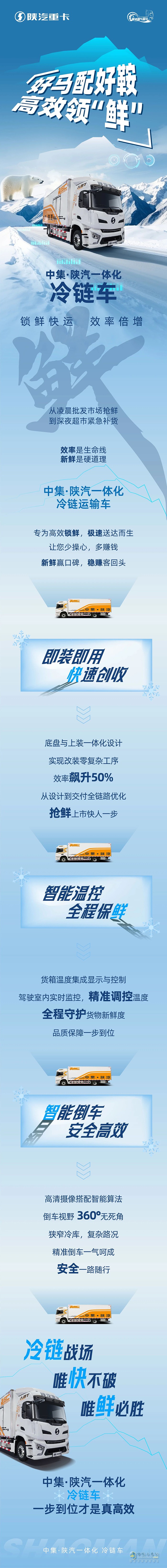 中集·陜汽一體化冷鏈車，鎖鮮快運，效率倍增！
