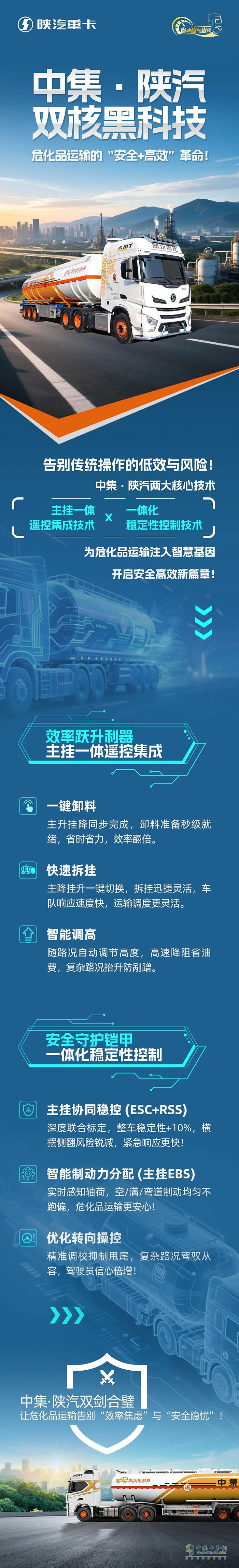 中集·陜汽雙核黑科技：危化品運(yùn)輸?shù)摹鞍踩?高效”革命！
