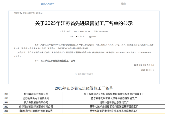 揚(yáng)州通華專用車有限公司榮膺《2025年江蘇省先進(jìn)級智能工廠》稱號