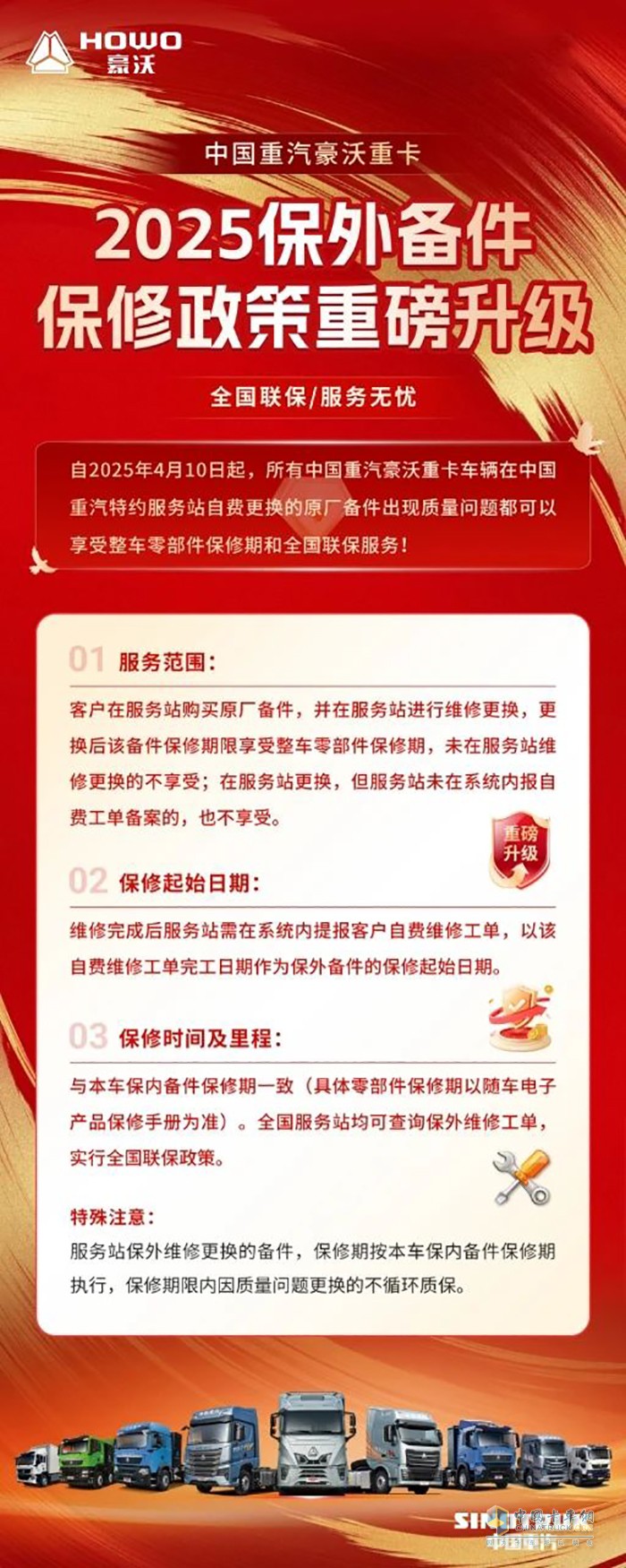 重要通知！豪沃重卡2025保外備件保修政策重磅升級