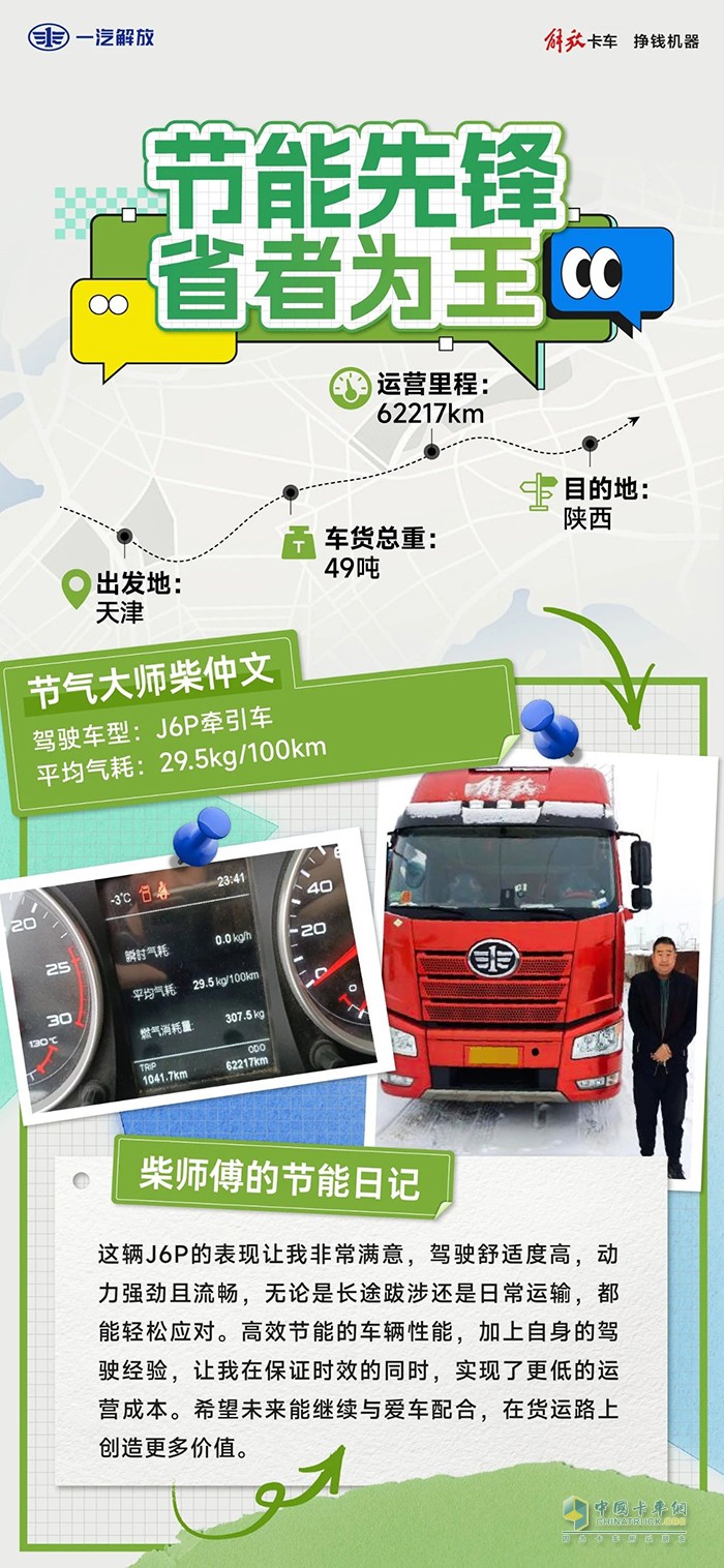 選擇解放J6P燃氣牽引,等于找到了節(jié)氣捷徑
