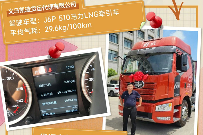 百公里29.6kg！解放J6P LNG牽引車創(chuàng)富實(shí)錄