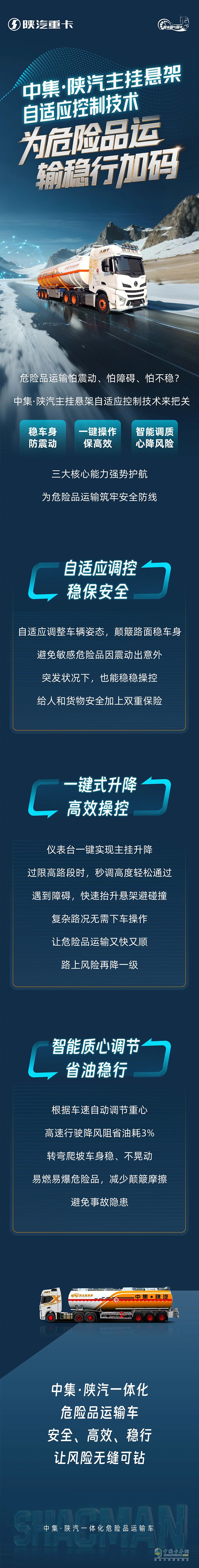 中集·陜汽主掛懸架自適應(yīng)控制技術(shù)，為危險品運輸穩(wěn)行加碼！