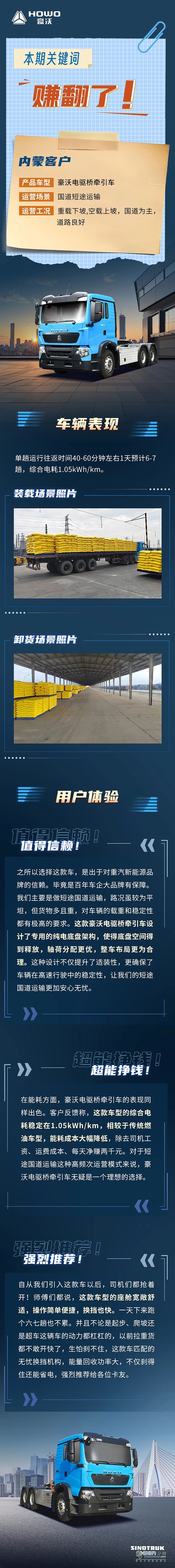 開中國重汽豪沃牽引車,真的賺翻了