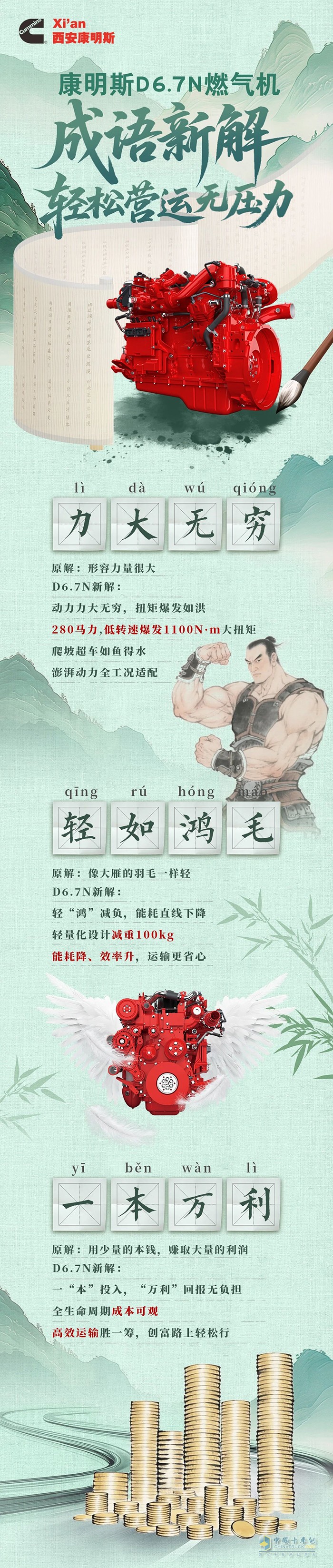 西安康明斯D6.7N發(fā)動機成語新解，動力效率雙在線，輕量省油賺翻倍