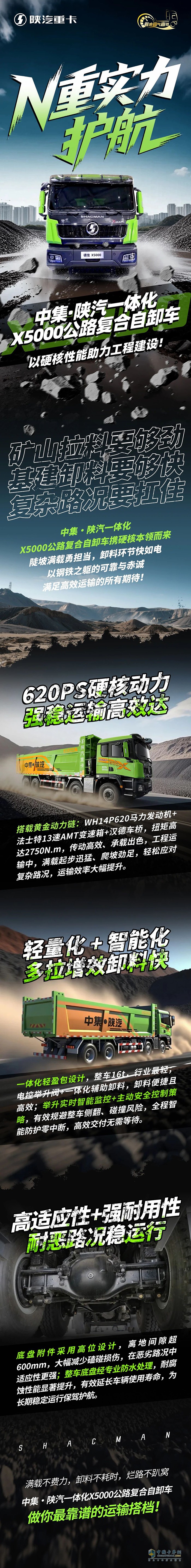 N重實(shí)力護(hù)航，中集·陜汽一體化X5000公路復(fù)合自卸車，以硬核性能助力工程建設(shè)！