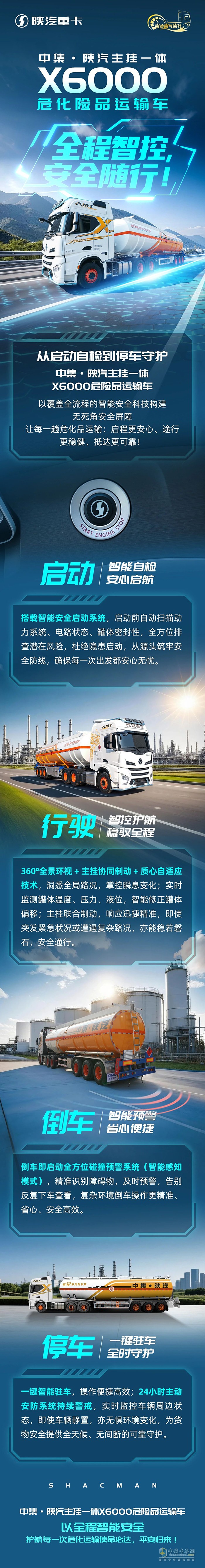 中集·陜汽主掛一體X6000?；U(xiǎn)品運(yùn)輸車，全程智控，安全隨行！