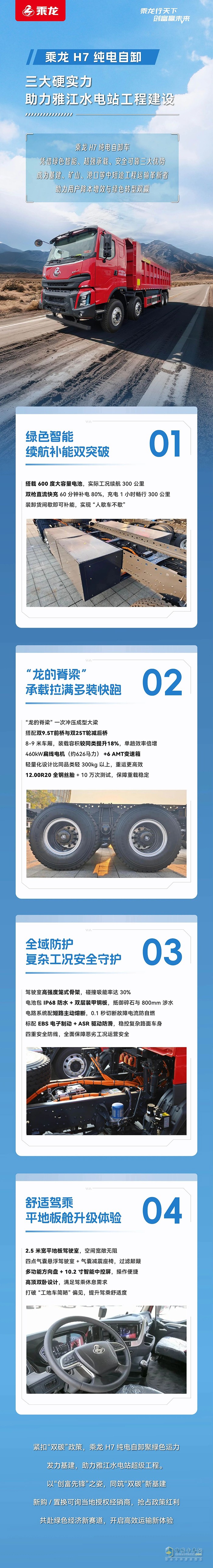 乘龍H7純電自卸，三大硬實力助力雅江水電站工程建設(shè)！