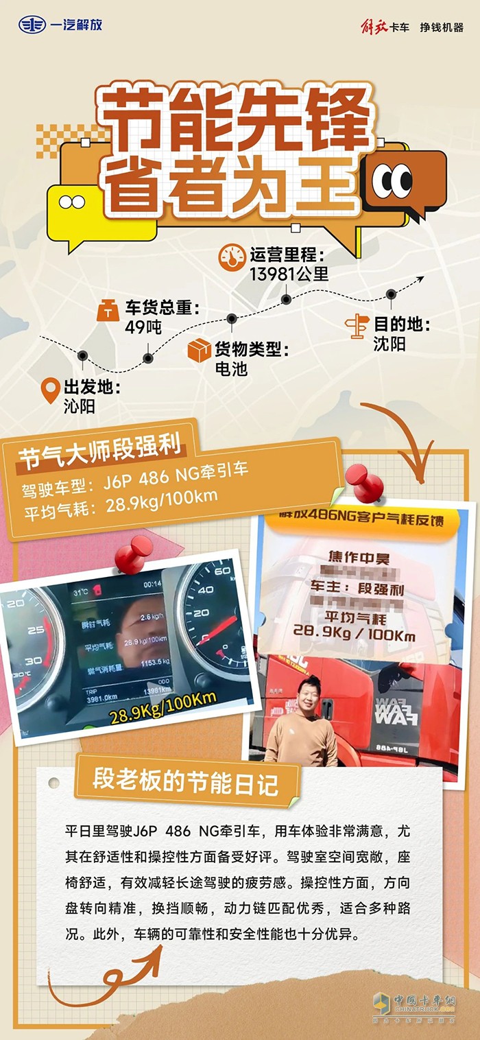 百公里氣耗28.9kg:段師傅的解放J6P節(jié)氣秘籍