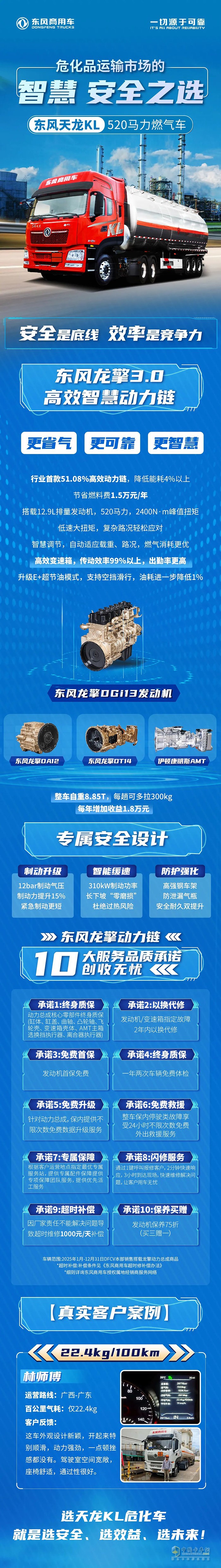 東風(fēng)天龍KL 520馬力燃?xì)廛??；愤\輸市場的智慧、安全之選