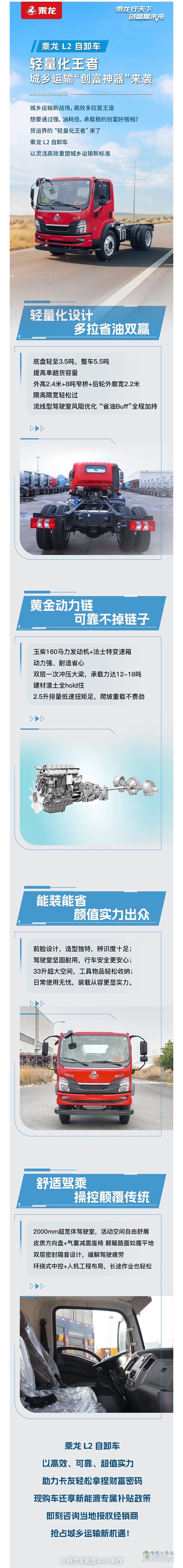 乘龍L2自卸車，輕量化王者，城鄉(xiāng)運輸“創(chuàng)富神器”來襲！
