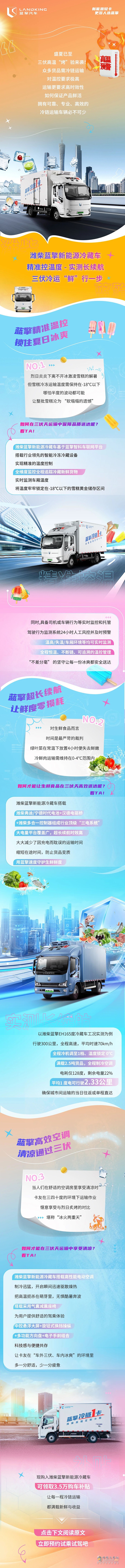 三伏高溫下的冷運 看濰柴藍擎新能源冷藏車“鮮”行一步!