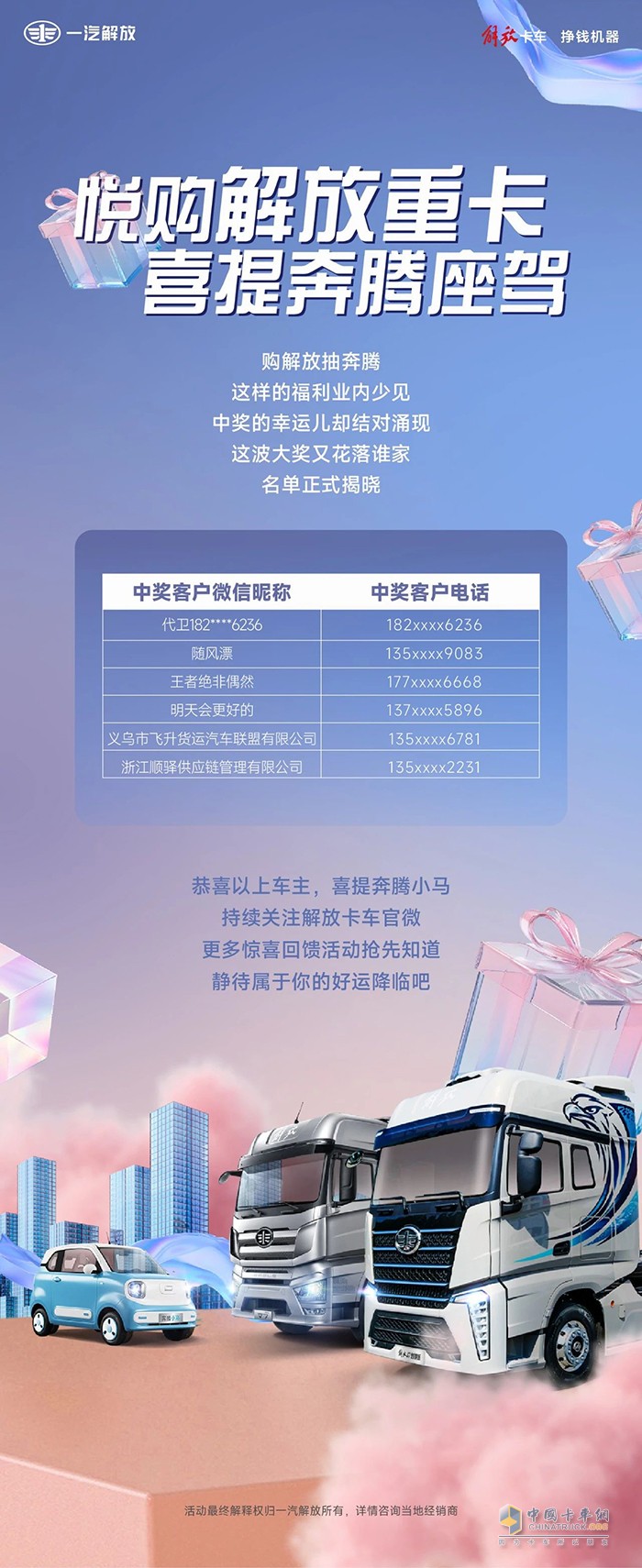 解放卡車：實(shí)名羨慕！又有一大批卡友喜提奔騰小馬！