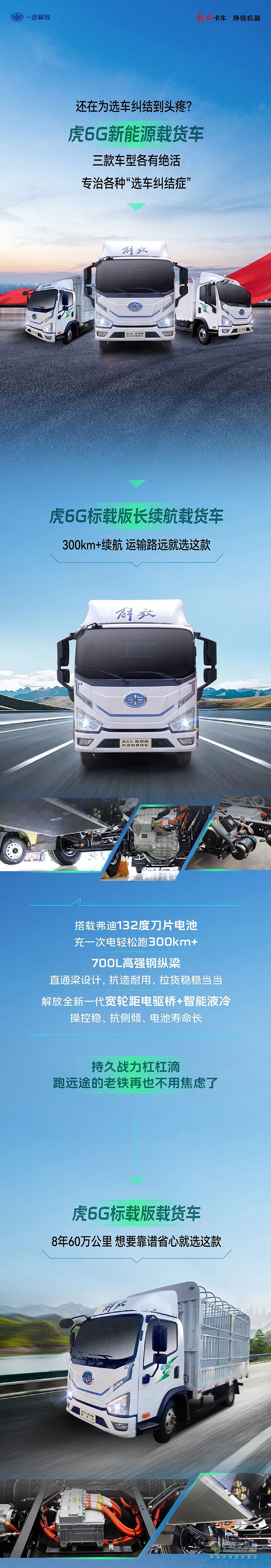 　“選車糾結(jié)癥”有救了！解放輕卡虎6G這三款新能源車型，閉眼入錯不了！