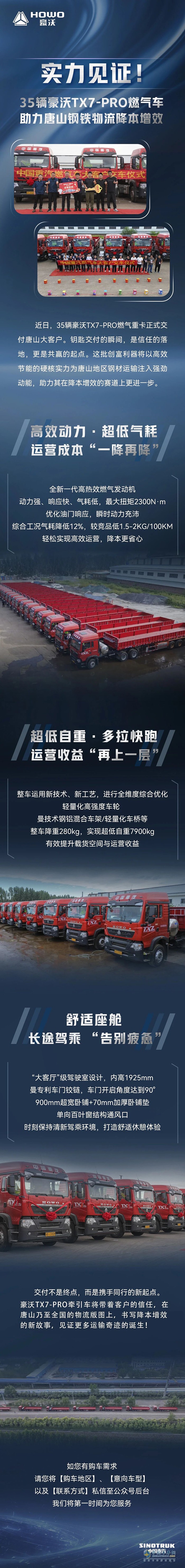 實力見證!35輛豪沃TX7-PRO燃?xì)廛囍μ粕戒撹F物流降本增效