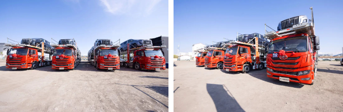 200臺(tái)悍V中置軸轎運(yùn)車交車！一汽解放與轎鐵物流戰(zhàn)略合作簽約儀式成功舉行